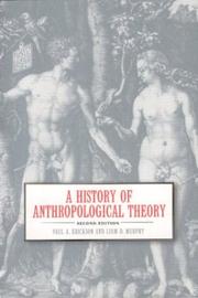 Cover of: A history of anthropological theory