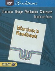 Cover of: Holt Traditions Warriners Handbook Introductory Course