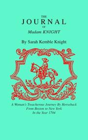 Cover of: The journal of Madame Knight by Sarah Kemble Knight