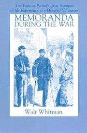 Cover of: Memoranda During the War | Walt Whitman
