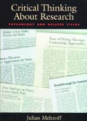 Cover of: Critical thinking about research: psychology and related fields