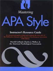 Cover of: Mastering APA Style by Harold Gelfand, Charles J. Walker