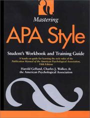 Cover of: Mastering APA Style: Student's Workbook and Training Guide Fifth Edition