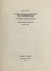 Cover of: Standard industrial classifications applied to historical data: the 1871 industrial census