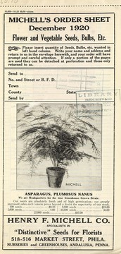 Cover of: Michell's order sheet [of] flower and vegetable seeds, bulbs, etc: December 1920