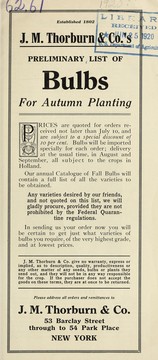 Cover of: J. M. Thorburn & Co.'s preliminary list of bulbs for Autumn planting