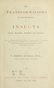 Cover of: The transformations (or metamorphoses) of insects: (Insecta, Myriapoda, Arachnida, and Crustacea)