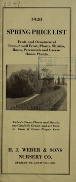 Cover of: 1920 spring price list: fruit and ornamental trees, small fruit, plants, shrubs, roses, perennials and greenhouse plants
