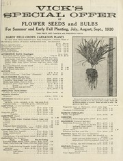 Cover of: Vick's special offer of flower seeds and bulbs for summer and early fall planting: July, August, Sept. 1920
