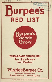 Cover of: Burpee's red list: wholesale prices 1921 for seedsmen and dealers