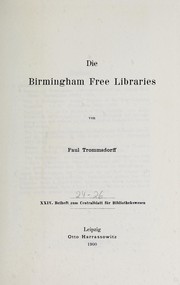 Cover of: Die Birmingham free libraries