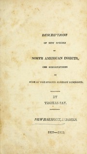 Cover of: Descriptions of new species of North American insects, and observations on some of the species already described