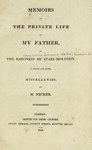 Memoirs of the private life of my father by Madame de Staël