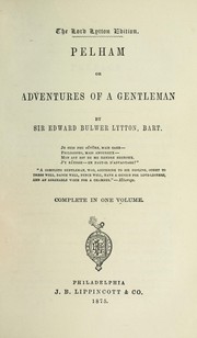 Cover of: Pelham by Edward Bulwer Lytton, Baron Lytton