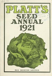 Cover of: Platt's seed annual: 1921