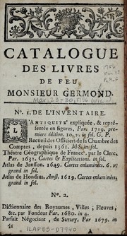 Cover of: Catalogue des livres de feu Monsieur Germond