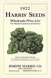 Cover of: 1922 Harris' seeds: wholesale price list for market gardeners and florists