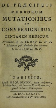 Cover of: De praecipuis morborum mutationibus et conversionibus, tentamen medica