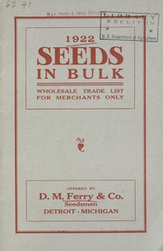 Cover of: 1922 seeds in bulk: wholesale trade list for merchants only