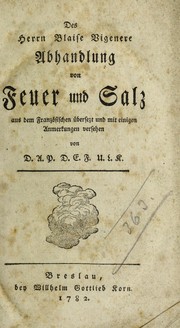 Cover of: Abhandlung von Feuer und Salz