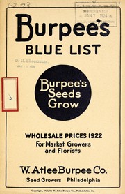 Cover of: Burpee's "blue list": wholesale prices 1922 for market gardeners and florists