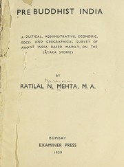 Cover of: Pre-Buddhist India by Ratilal Narbheram Mehta