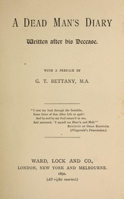 Cover of: A dead man's diary: written after his decease
