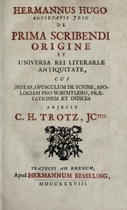 Cover of: De prima scribendi origine et universa rei literariae antiquitate