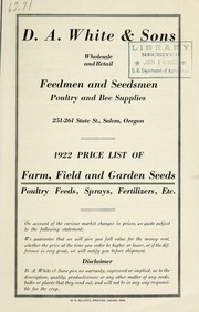 Cover of: 1922 price list of farm, field and garden seeds: poultry feeds, sprays, fertilizers, etc