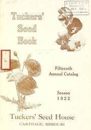 Cover of: Tuckers' seed book: fifteenth annual catalog, season 1922