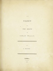 Cover of: An elegy on the death of C-p---n Sn--l