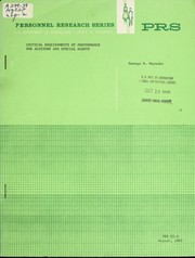 Cover of: Critical requirements of performance for auditors and special agents