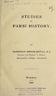 Cover of: Studies in Parsi history