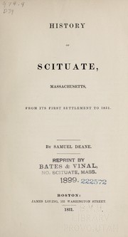History of Scituate, Massachusetts, from its first settlement to 1831 by Deane, Samuel
