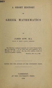 Cover of: A short history of Greek mathematics