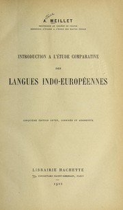 Cover of: Introduction a   le tude comparative des langues indo-europe ennes