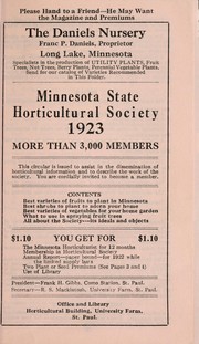 Cover of: Minnesota State Horticultural Society, 1923