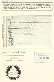 Cover of: Fruit trees and plants by Colorado Nursery Company