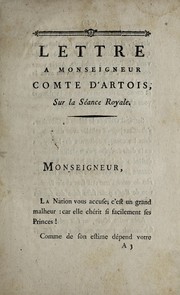 Cover of: Sur la se ance nationale du vingt-cinq juin: et lettre a   Monsieur le comte d'Artois sur la se ance royale du 23