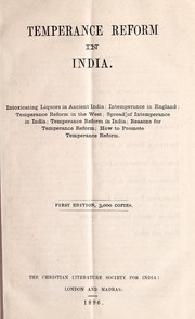 Cover of: Temperance reform in India