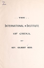 Cover of: The International Institute of China