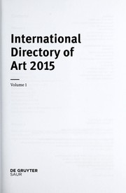 International directory of arts, 2015 by Walter de Gruyter & Co