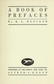 Cover of: A book of prefaces