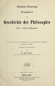 Cover of: Grundriss der Geschichte der Philosophie ...