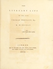 Cover of: The literary life of the late Thomas Pennant, esq
