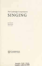 Cover of: The Cambridge companion to singing