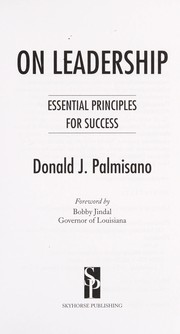 Cover of: On leadership by Donald J. Palmisano