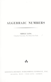 Cover of: Algebraic numbers.