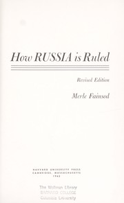 Cover of: How Russia is ruled by Merle Fainsod