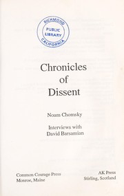 Cover of: Chronicles of dissent : interviews with David Barsamian